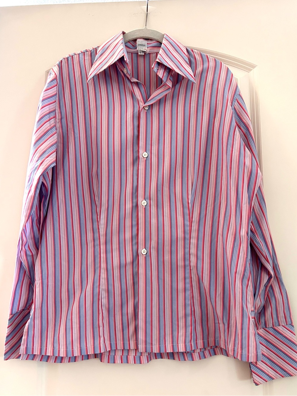 NWOT Craig Taylor 100% Egyptian Cotton Darted Retro Striped Button Down. USA. L
